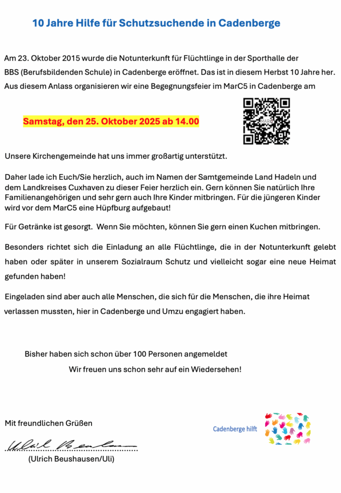 Cadenbergehilft 10 Jahre
